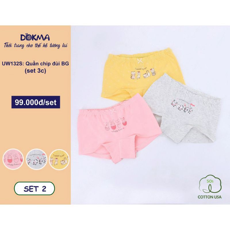 SET 3 QUẦN ĐÙI CHIP BÉ GÁI DOKMA (7 - 30kg)