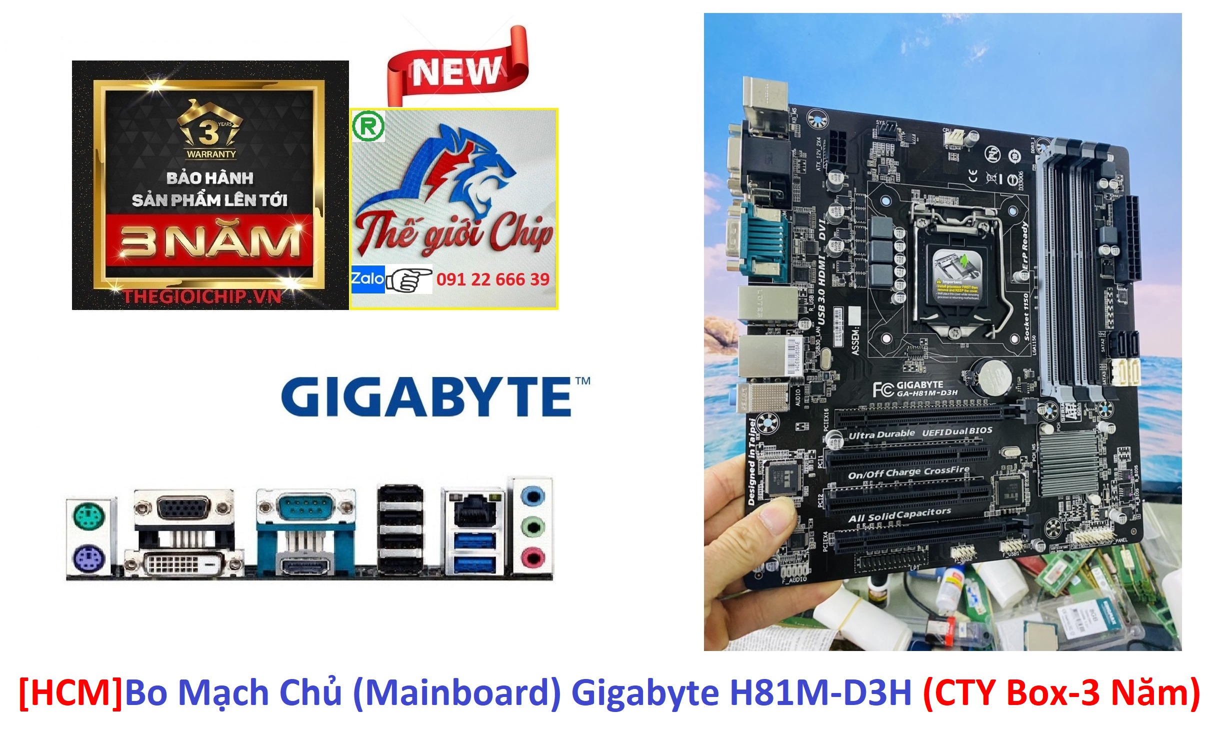 [HCM]Bo Mạch Chủ (Mainboard) Gigabyte H81M-D3H (CTY Box-3 Năm)