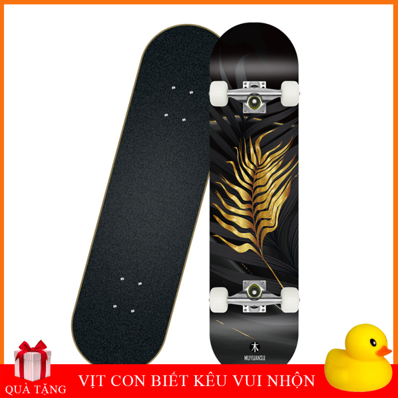 Giá bán Ván trượt trẻ em người lớn, ván trượt thi đấu, ván trượt thể thao-gỗ phong ép 7 lớp siêu cứng chắc độ bền cao chịu lực 300kg-Mặt nhám + bánh PU + Hợp kim nhôm siêu cứng