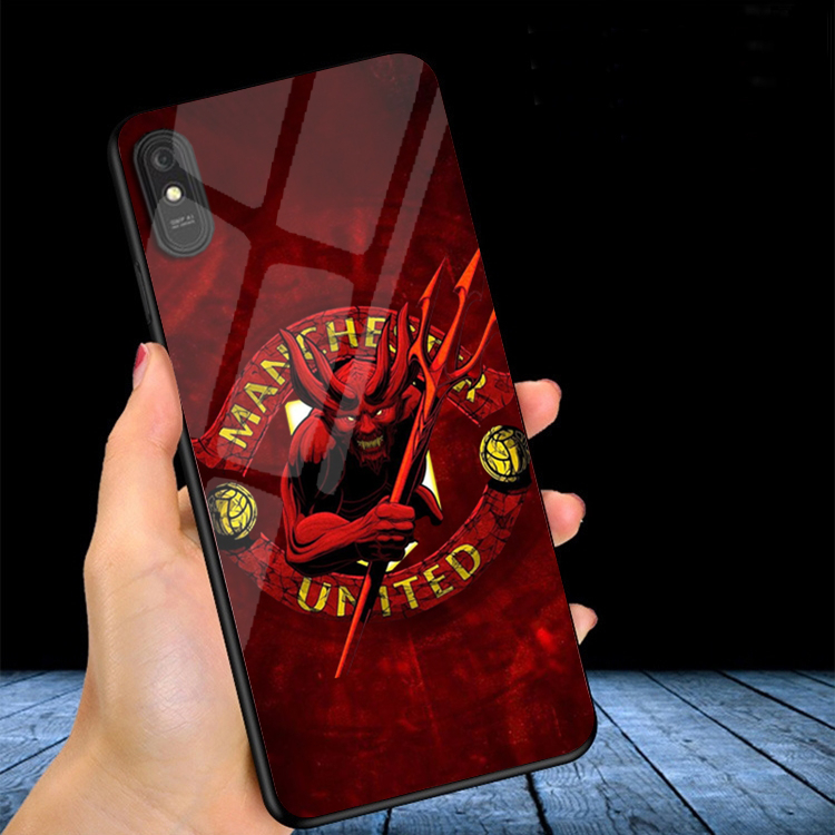 Ốp lưng xiaomi redmi 9a mặt kính sáng bóng, in hình câu lạc bộ mu