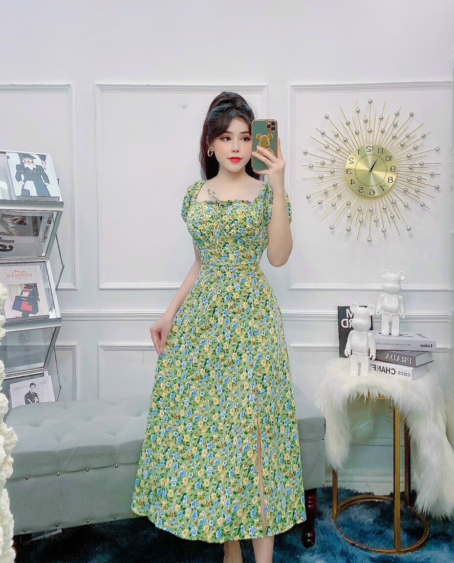 ĐẦM HOA NHÍ XẺ TÀ, chất lụa mềm mịn, siêu đẹp LT