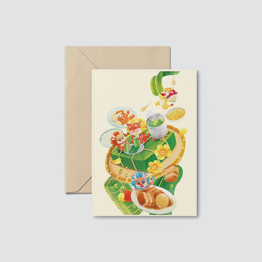 Postcard mẫu Rồng -  TIỂU LONG CÁT HỘI