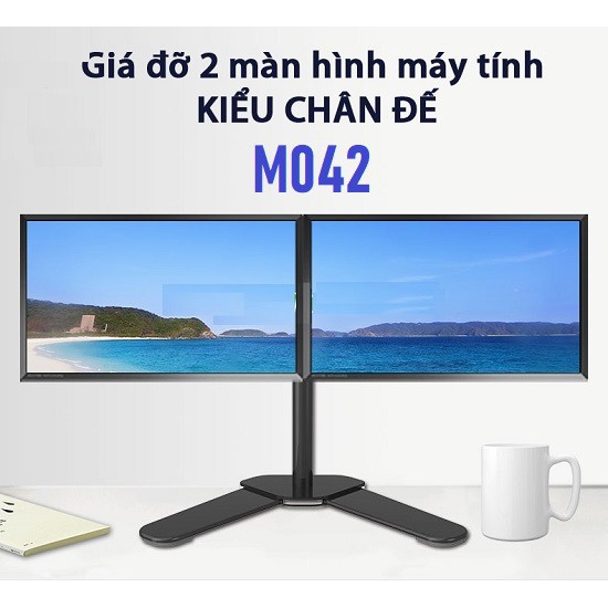 Giá đỡ 2 Màn Hình Máy Tính Để Bàn Đứng Đôi Tay 360 Độ cho màn hình 17-27inch- M042 Hàng Chính Hãng Gía Rẻ