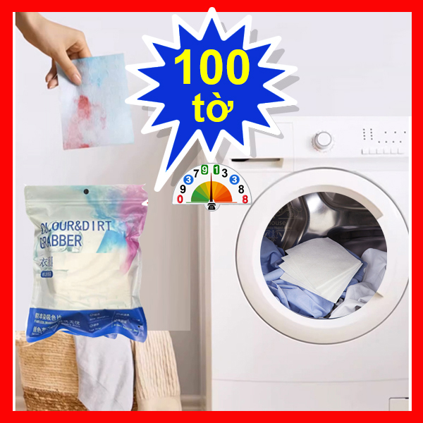 Giấy Giặt hút màu nhuộm Chống Lem Loang màu Quần áo Túi Lưới Giặt Quần Áo Phao Lọc Cặn Bẩn Máy Giặt