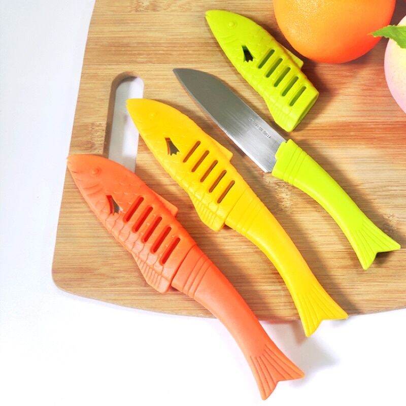 Dao gọt hoa quả có bọc bảo vệ hình con cá 19cm