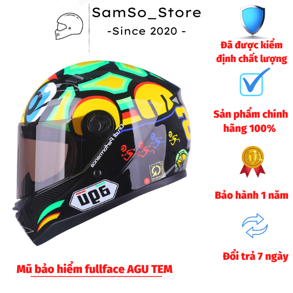 Mũ bảo hiểm fullface AGU tem nhiều màu + Túi đựng nón