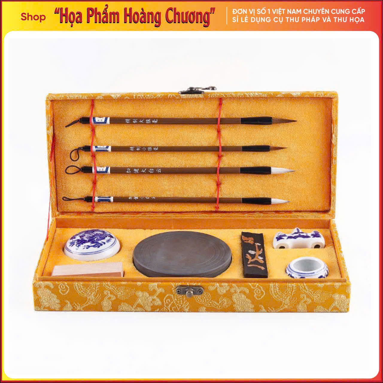 Bộ văn phòng tứ bảo hộp gấm luyện viết thư pháp