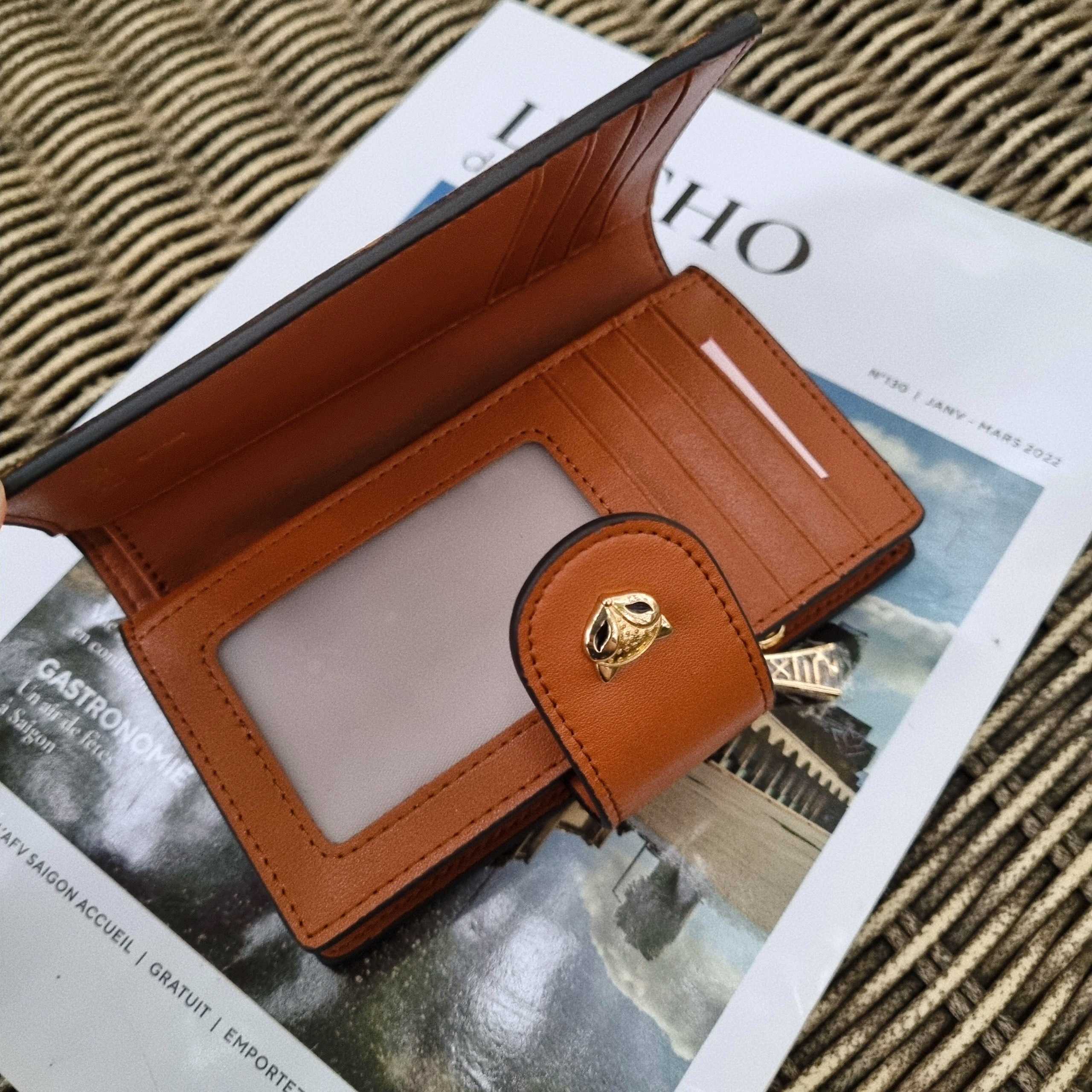 Ví Foxer gập mặt cáo animal printed wallet CN Nâu