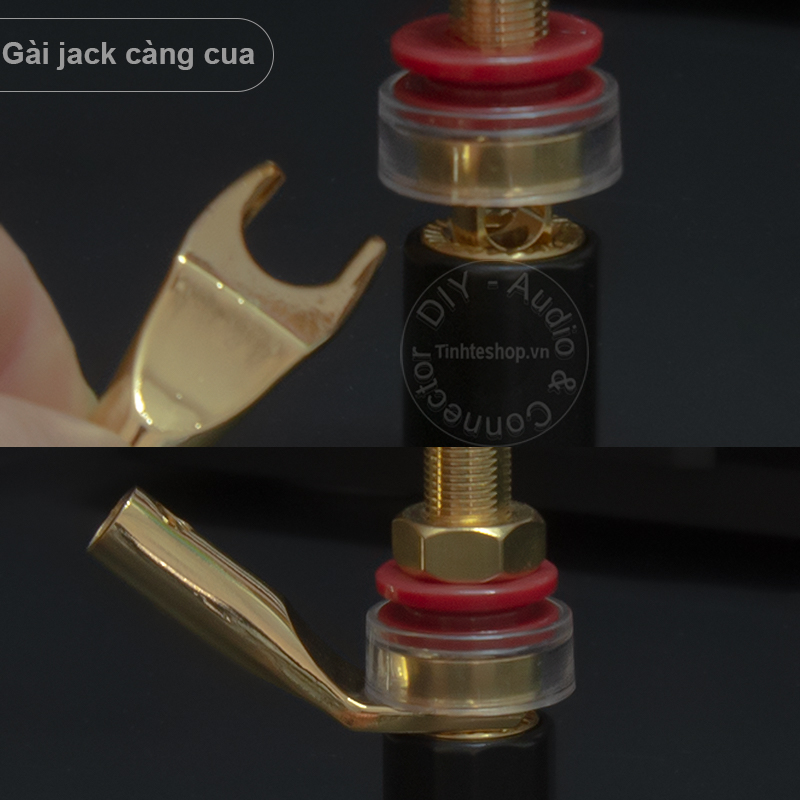 Cọc loa chuôi ngắn gold 24K - Ổ cắm cọc loa bắt vít Bắp chuối Mỏ chim 4 chiếc