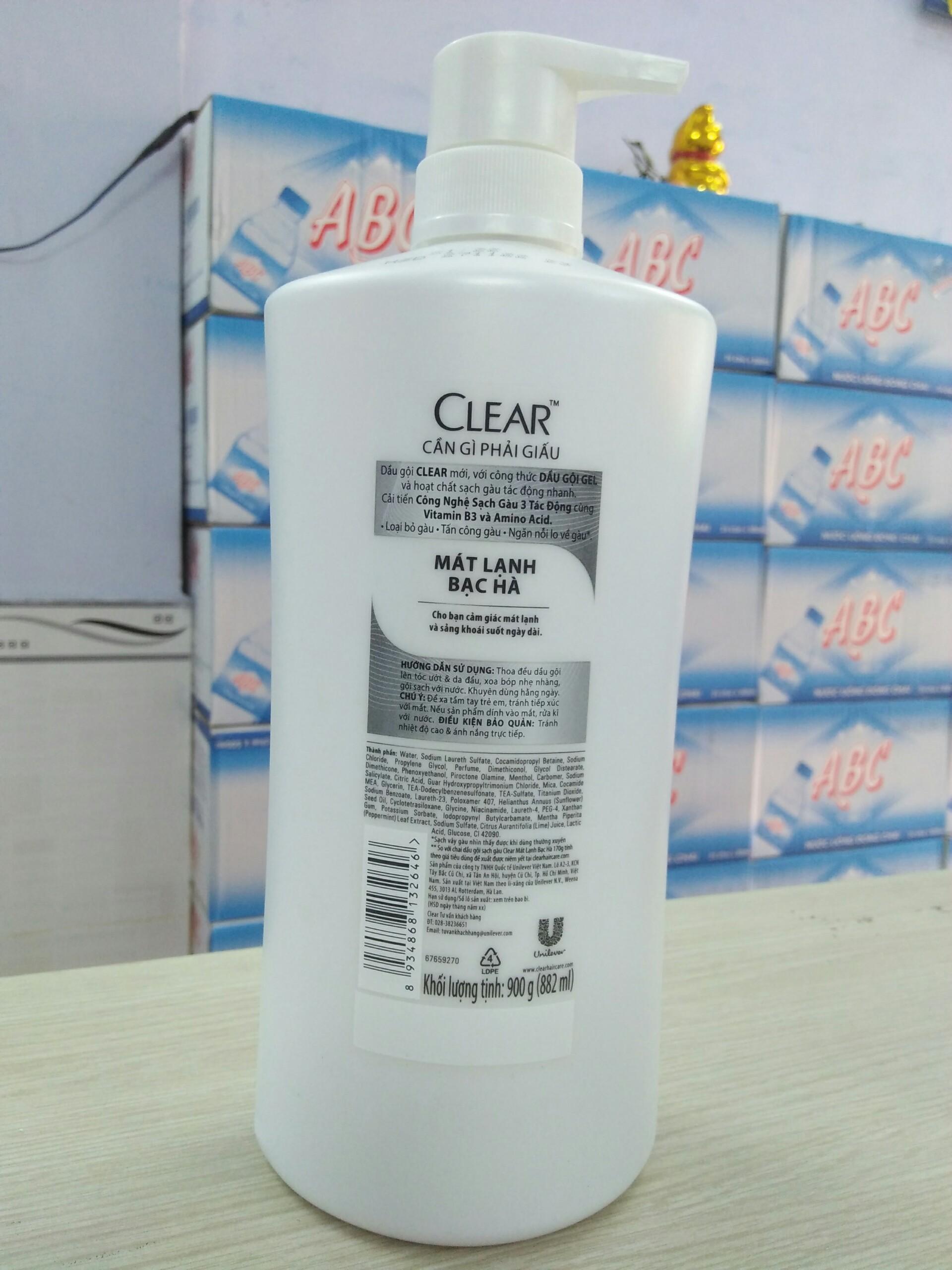Dầu Gội Sạch Gàu CLEAR Mát Lạnh Bạc Hà (900g)
