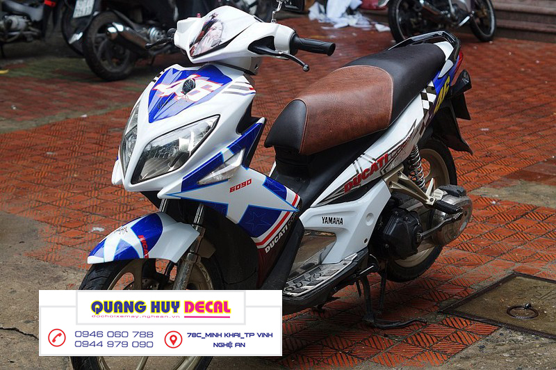 Tem trùm Nouvo LX xanh trắng - Độ dán team trùm decal xe máy Nouvo LX xanh trắng - Team trùm decal xe máy Nouvo rẻ đẹp và chất
