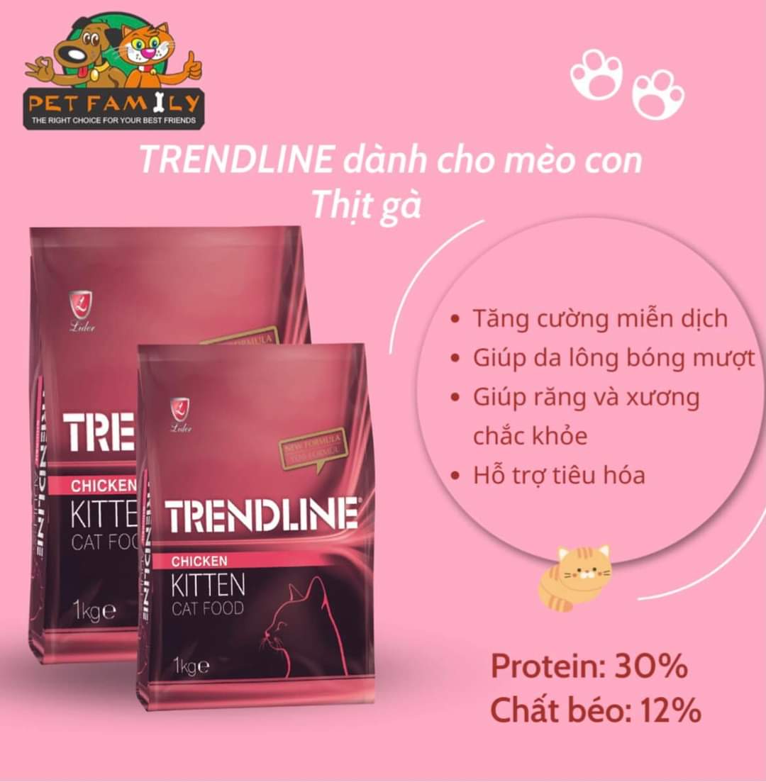 Hạt Trendline Thức Ăn hạt khô cho mèo túi 1kg