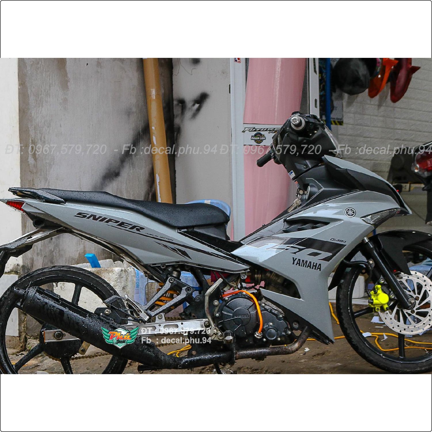 Tem rời Exciter 150 xám đen