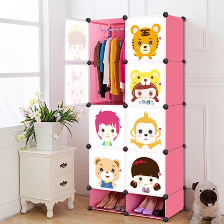 Tủ nhựa ghép - tủ quần áo - 8 ô và 2 ô giày nhiều mẫu mã