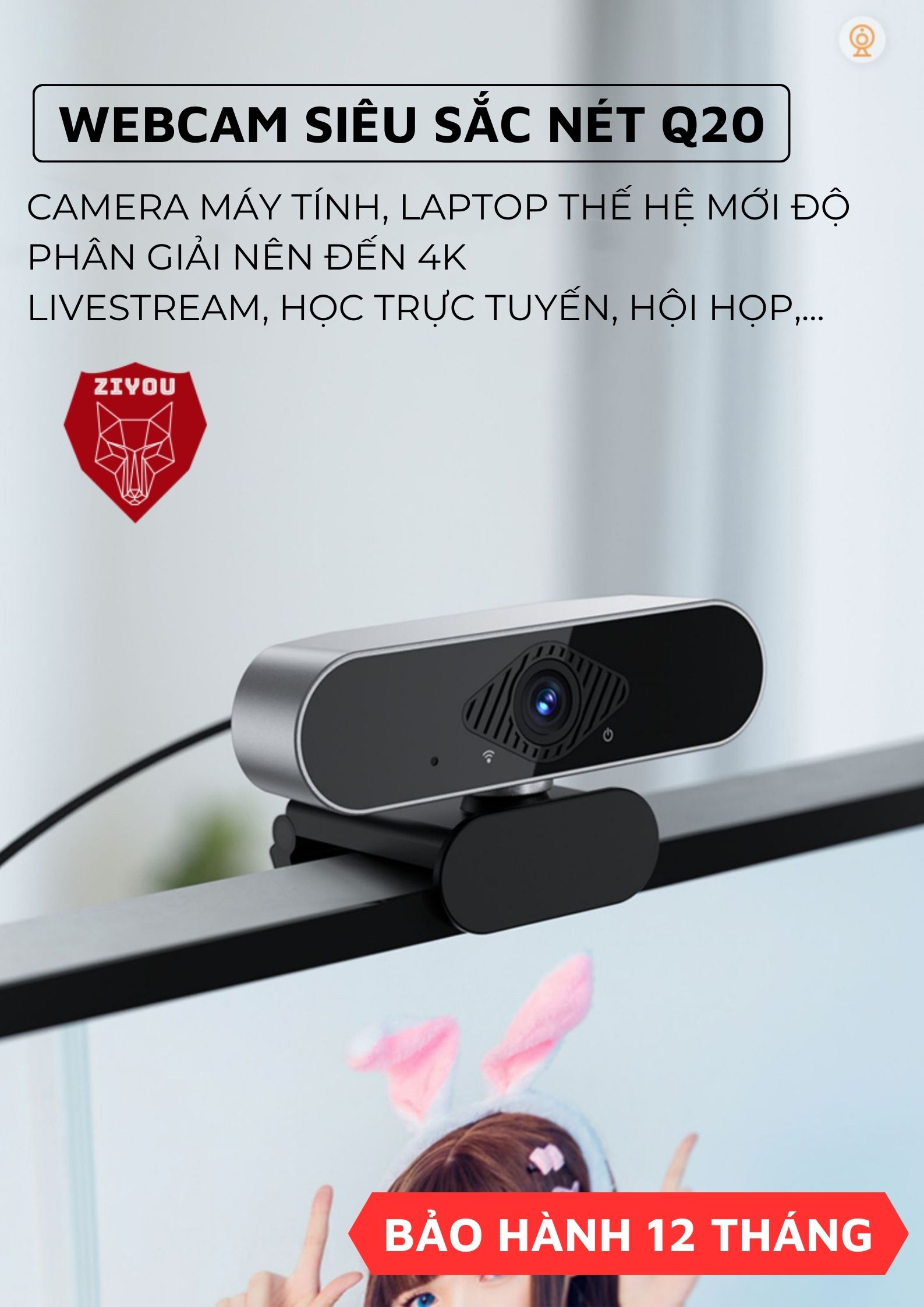 Webcam Máy Tính PC Laptop Ziyou Q-20 2K Có Mic Camera Trợ Sáng Cực
