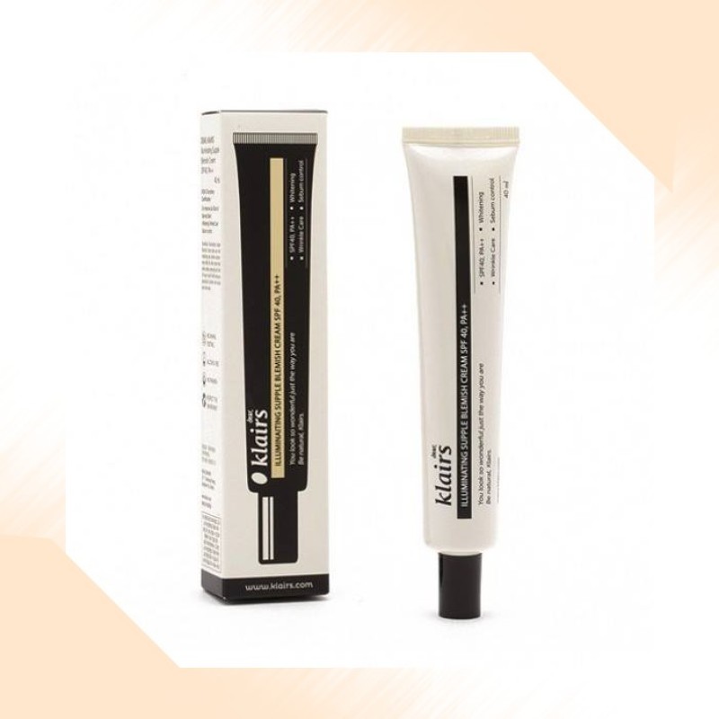 Kem nền trang điểm dành cho da mụn, da nhạy cảm Klairs Illuminating Supple Blemish Cream SPF40/PA++ 40ml