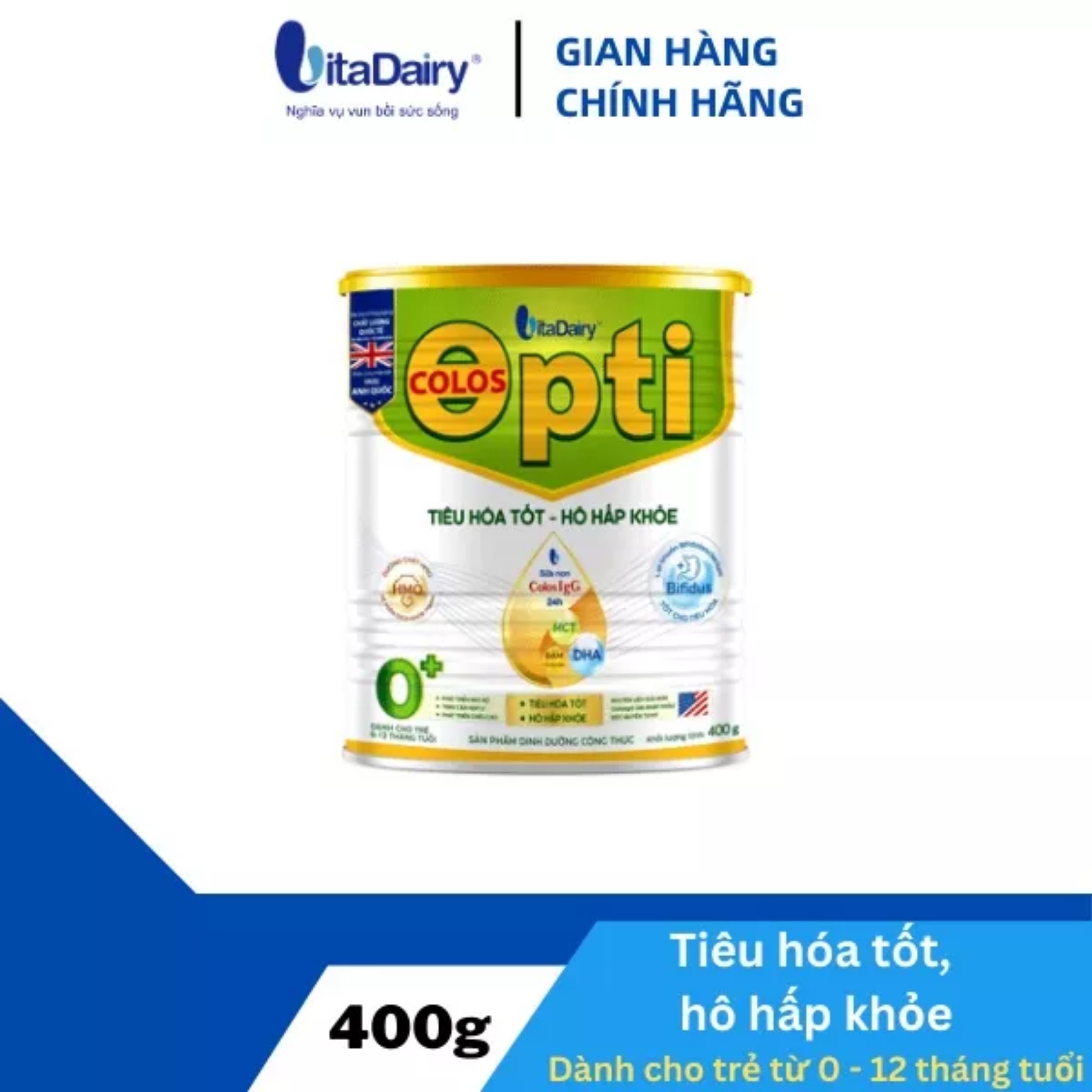 (HSD T9-2026) (Quét Mã QR Tích Xu) Sữa Bột Vitadairy Colos Opti 0+ 800g (Cho Trẻ Từ 0 - 1 Tuổi).
