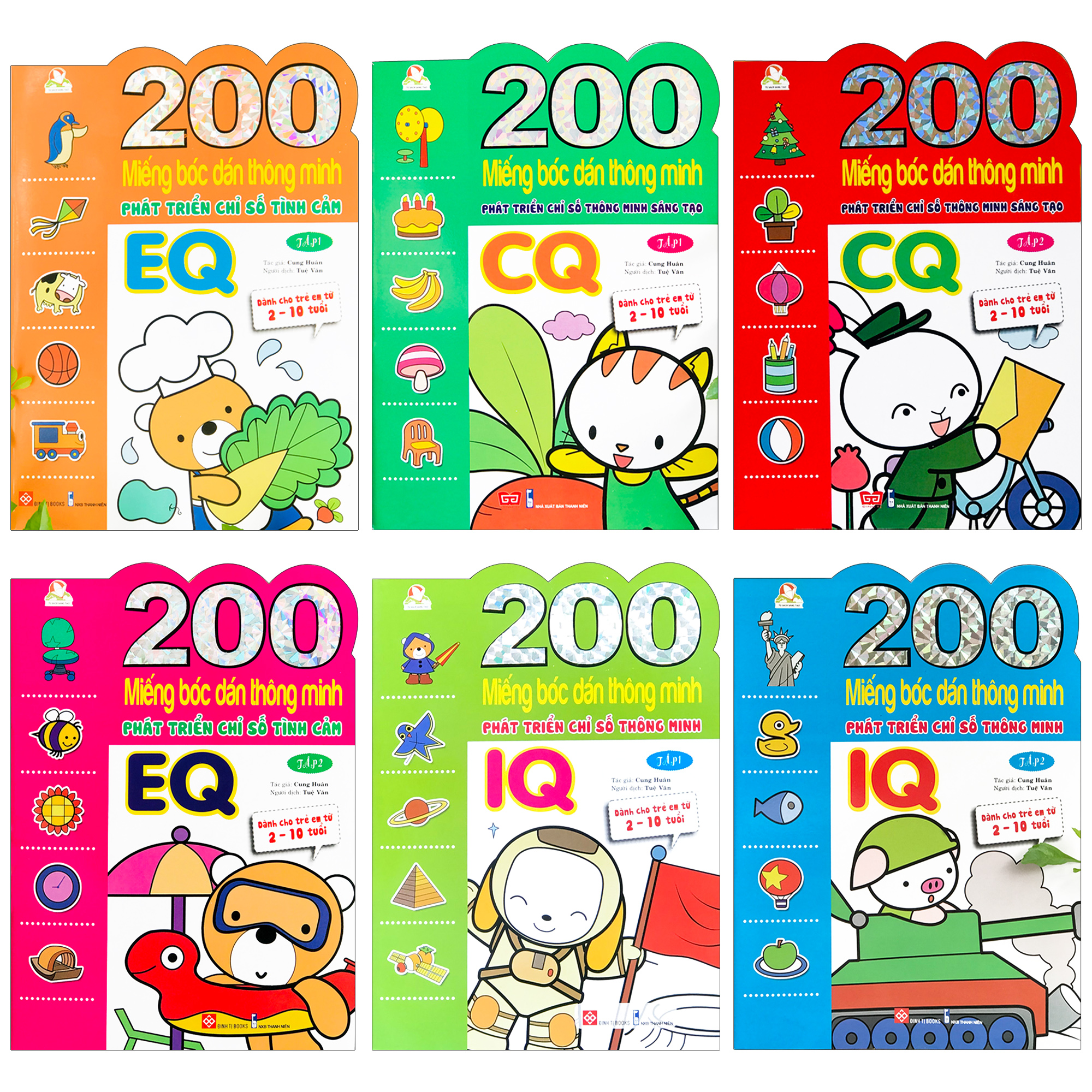 Sách - 200 Miếng bóc dán thông minh 2-10 tuổi (Bộ 6 quyển, bộ 3 quyển, lẻ tùy chọn)