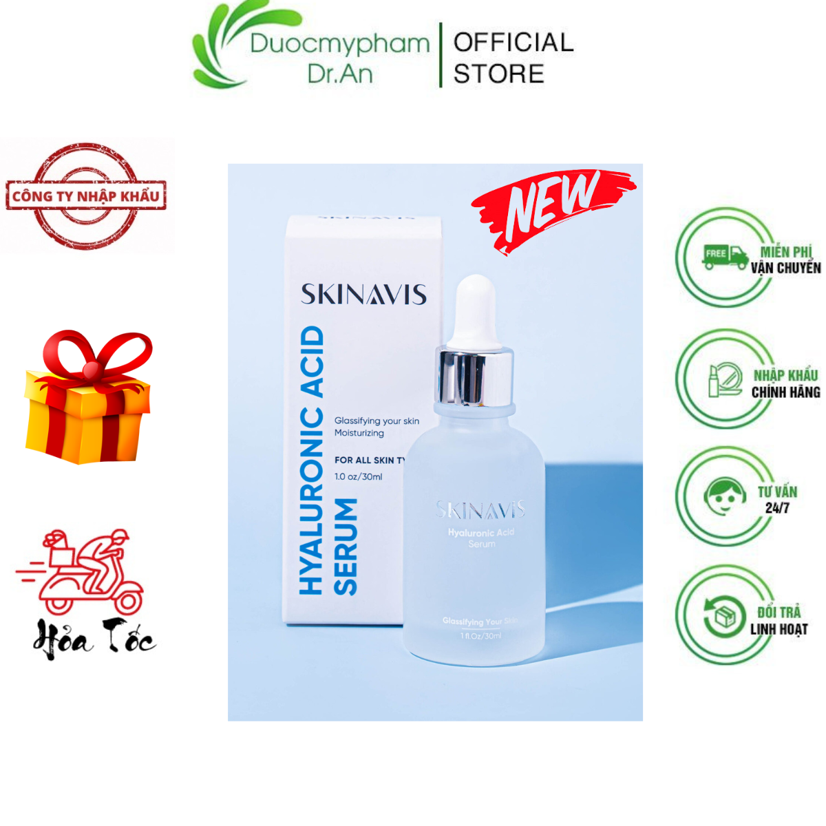 Imports-serum B5 skinavis hyaluronic acid & niacinamide + B5 nursing supplies ẩm skin repair, water supply, whitening brightening soothing skin, reduce dark circles, essence anti-aged-duocmyphamdran