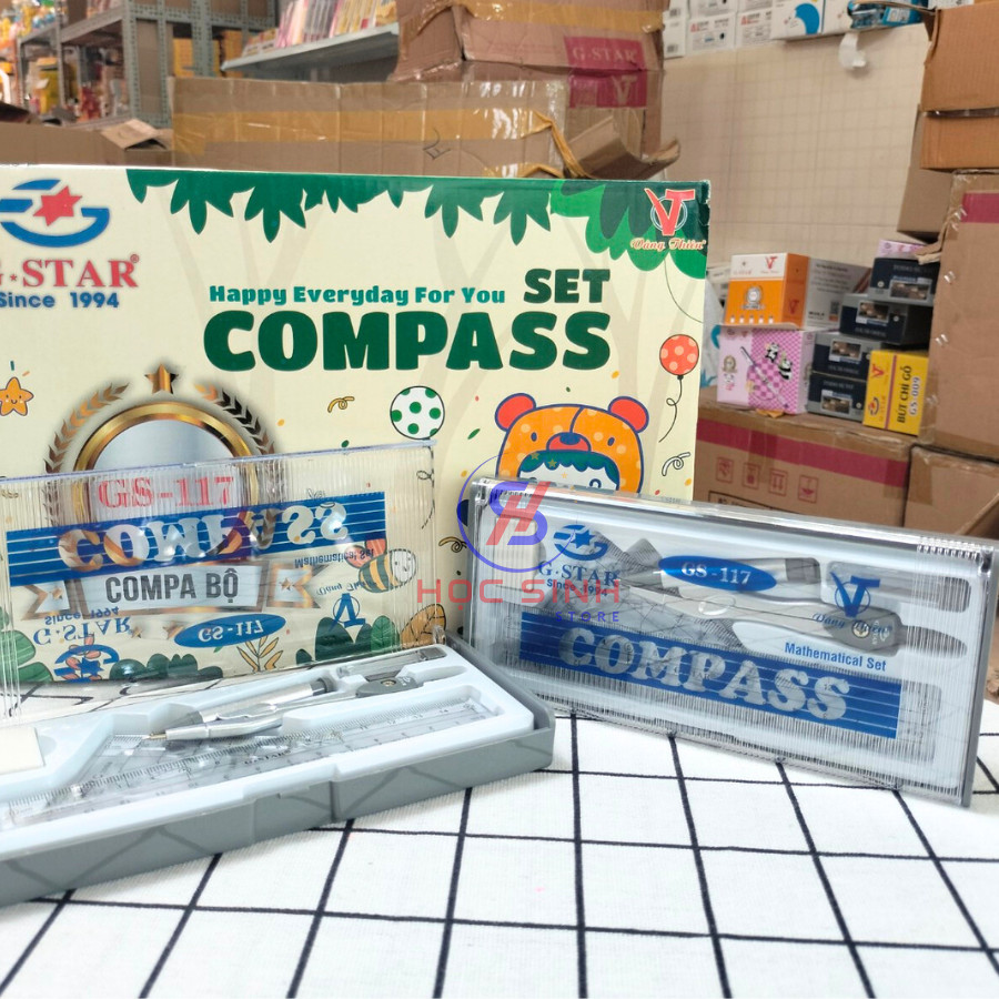 Bộ compass - dụng cụ vẽ hình cao cấp 7 món gstar u117
