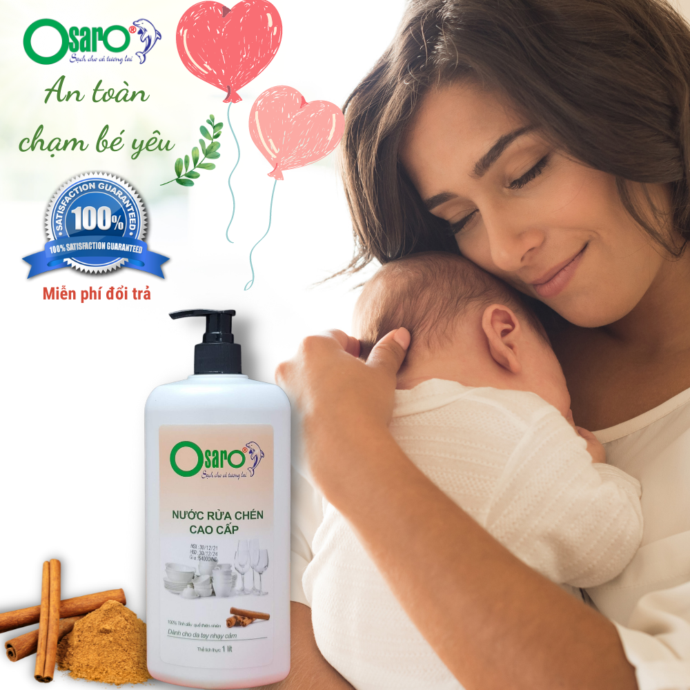Nước rửa chén hữu cơ OSARO 1l tinh dầu Quế