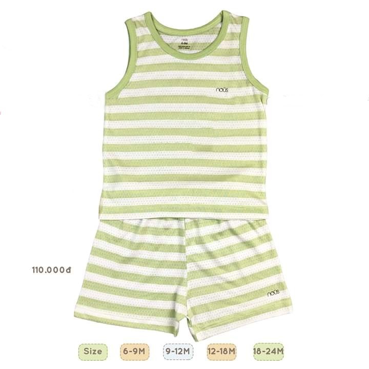 Nous - Bộ ba lỗ kẻ xanh cốm