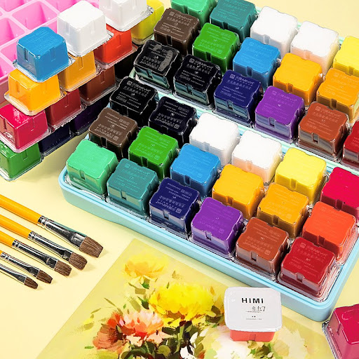 Màu Gouache HiMi dạng thạch bộ 18/24 màu