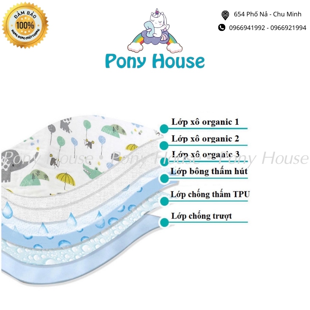 Miếng Lót Chống Thấm 5 Lớp Sợi Tre Organic Cho Bé Nằm, Thay Bỉm Tiện Lợi ( 50X70Cm)