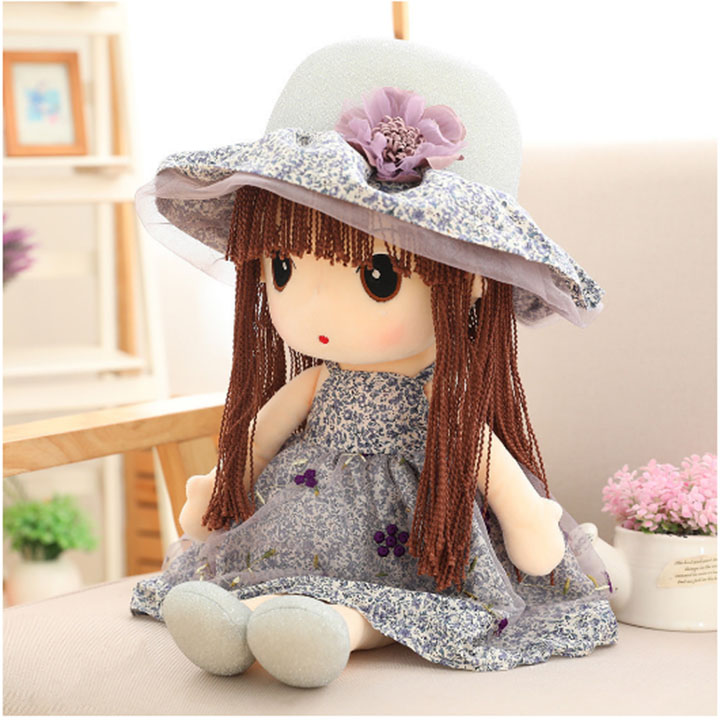 Búp Bê cô Bé Dễ Thương 45cm Mũ Hoa Đỏ
