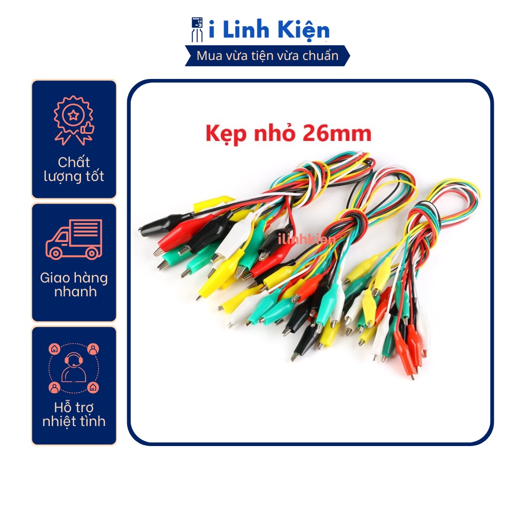 Dây kẹp cá sấu nhỏ 26mm loại tốt dài 50cm