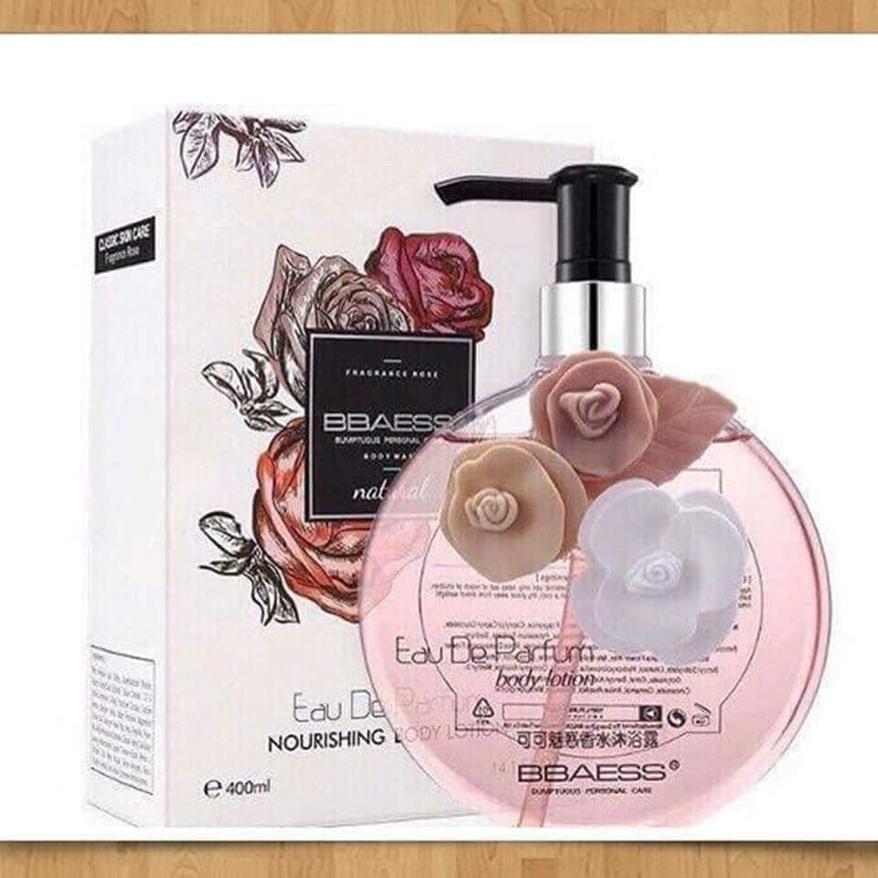 Sữa tắm hương nước hoa hồng Pháp Bbaess 400ml-Sữa tắm 3 bông hương nước hoa BBAESS Natural Eau De Parfum chai 400ml