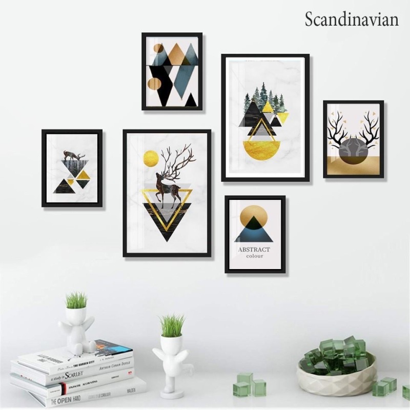 Tranh bộ decor hiện đại Scandanivian trang trí phòng khách, phòng ngủ