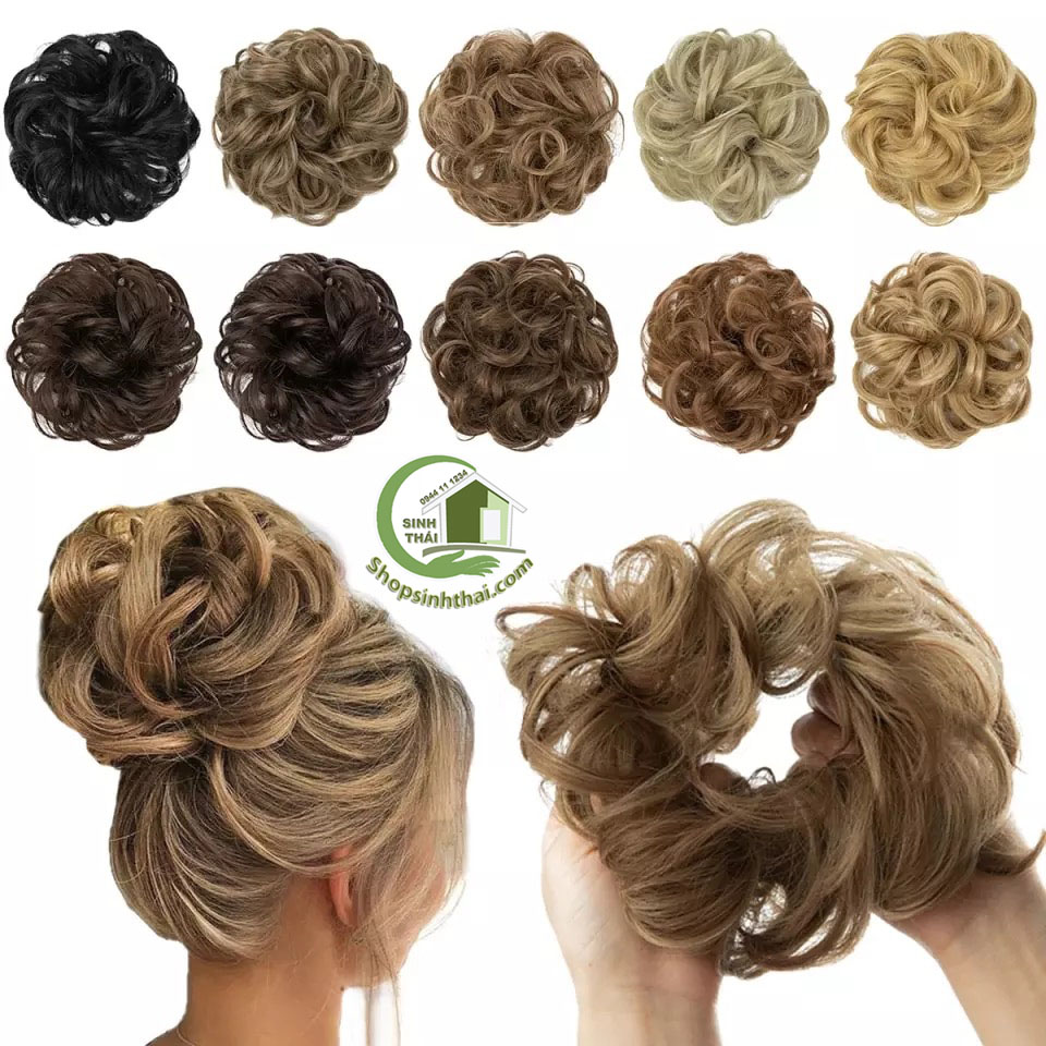 Búi tóc giả - Đồ cột tóc giả búi tóc - Búi tóc xù tự nhiên cột búi