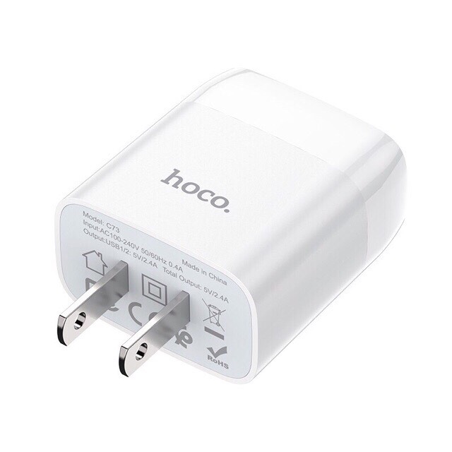 Cốc sạc 2 cổng và Bộ cốc cáp sạc Hoco C73 Glorious 2.4A - chân Lightning / Micro-USB / Type-C