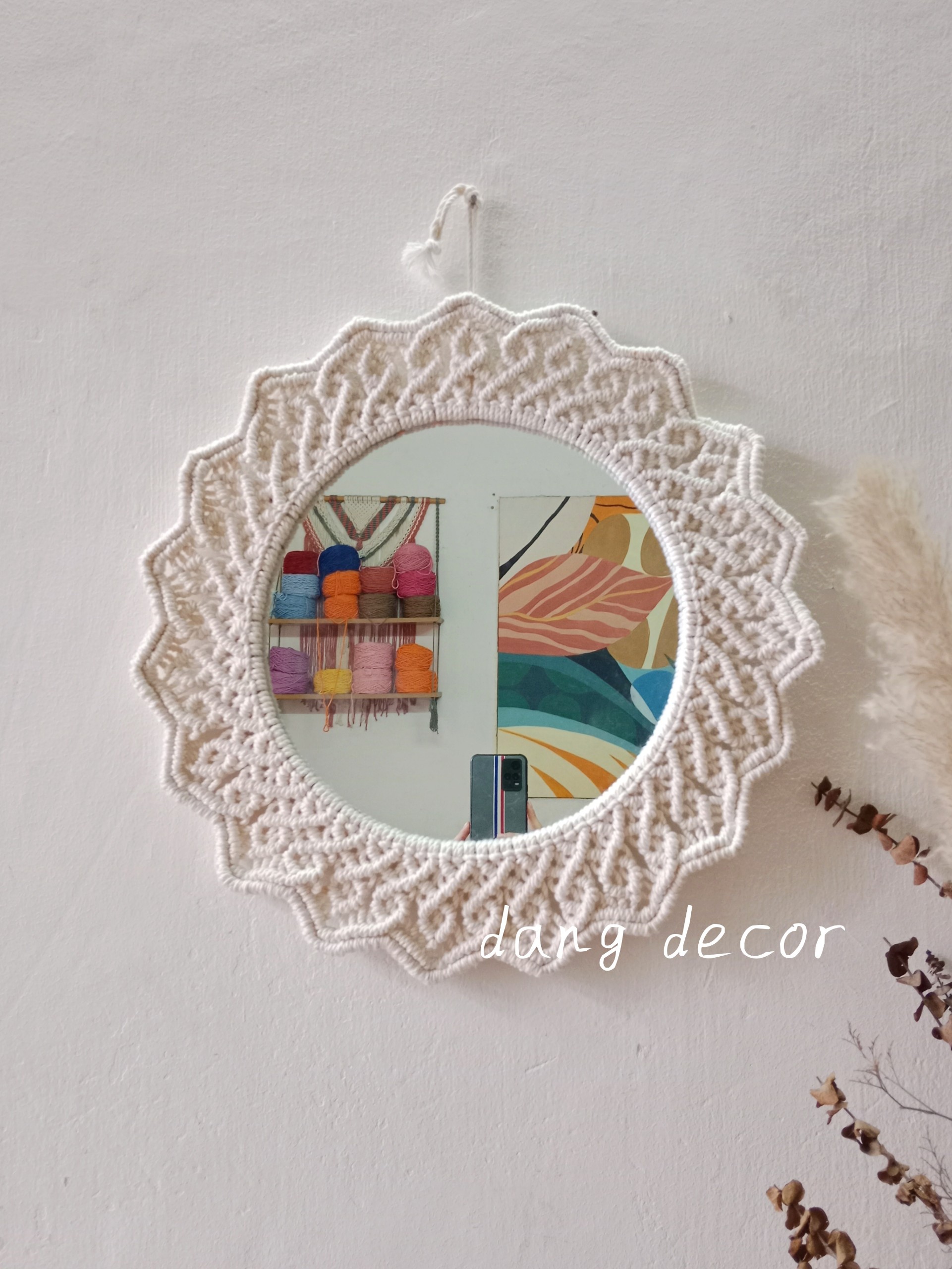 Gương macrame treo tường trang trí nội thất sang trọng có nhiều kiểu