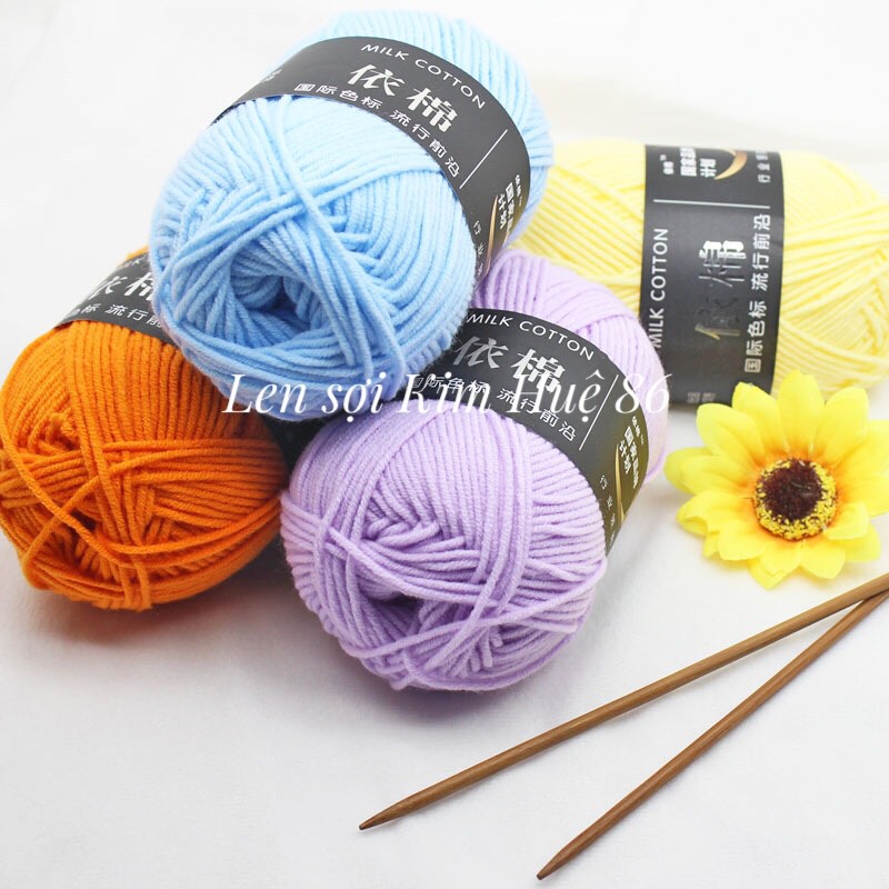 Len milk cotton 50g ( từ màu 01 đến màu 20)