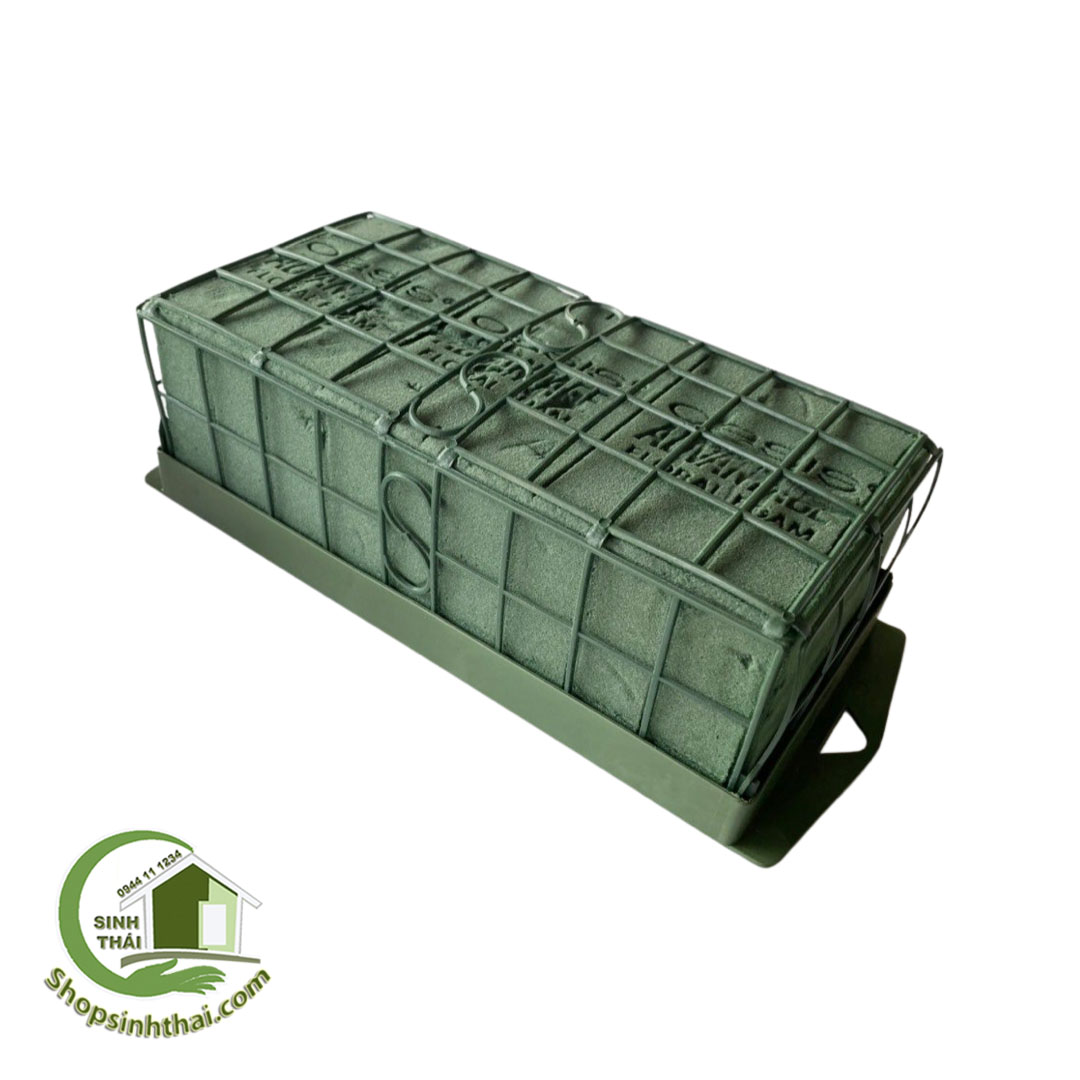 Mút xốp cắm hoa tươi kèm lồng giá đỡ - Mút chữ nhật 23x11x8cm