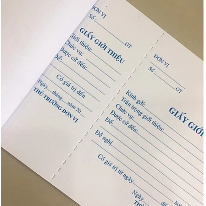 Giấy giới thiệu 1 liên cuốn 100 trang