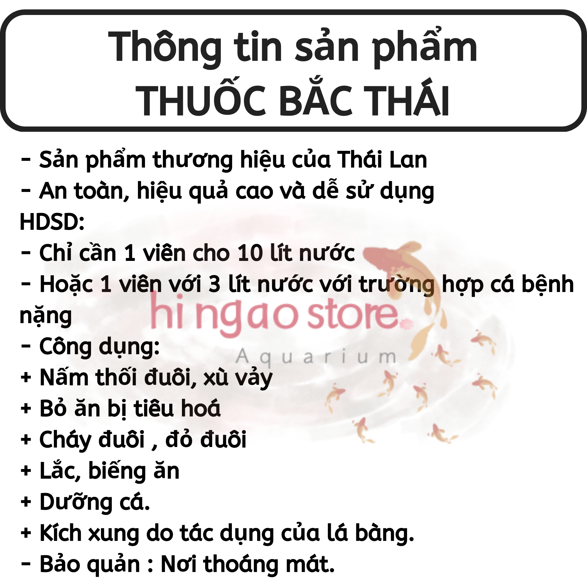 Viên Thuốc Bắc Thái - Dưỡng Cá Cảnh | Hingaostore.