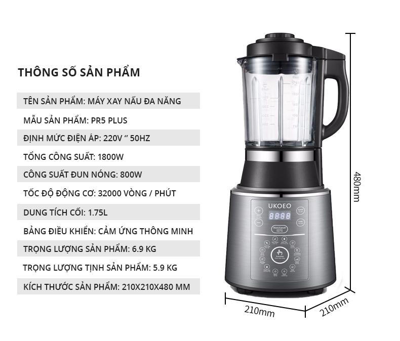 UKOEO PR5 PLUS - Máy xay nấu sữa hạt đa năng