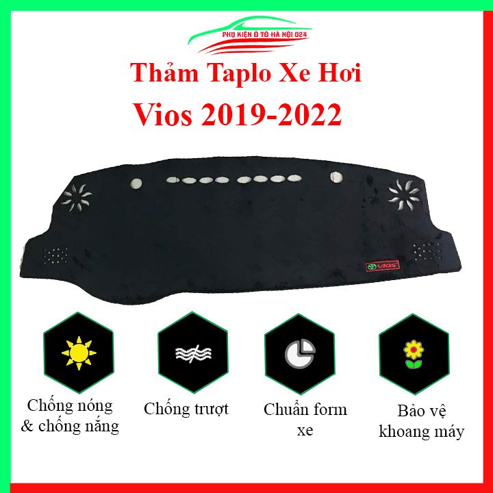 Thảm taplo ô tô Toyota Vios 2019-2022 cao cấp, thảm nhung lót taplo xe hơi chống nắng, cách nhiệt tốt