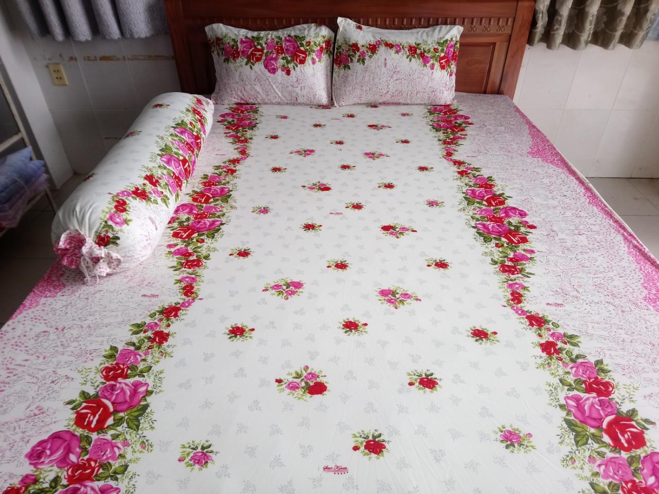 Bộ dra thun lạnh hàn quốc 1m6 x 2m ( 1 dra + 3 áo gối)