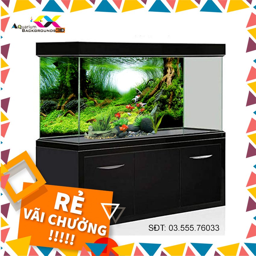 Painting 3D stickers fish tank high-end, with glue is available on the surface, can print according to required size (40-50-60-70-80-90-100-120-150cm…)