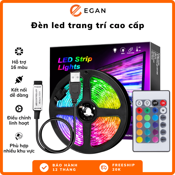 Bảng giá Đèn led trang trí phòng ngủ 7 màu gắn tường trần nhà hồ cá dây đèn led dài 1M 3M 5M đèn sáng 16 triệu màu sử dụng điện 5V Pingron