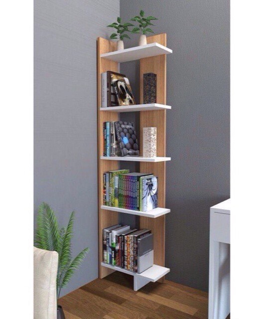 [HCM]Kệ sách gỗ kệ góc tường gỗ 5 tầng