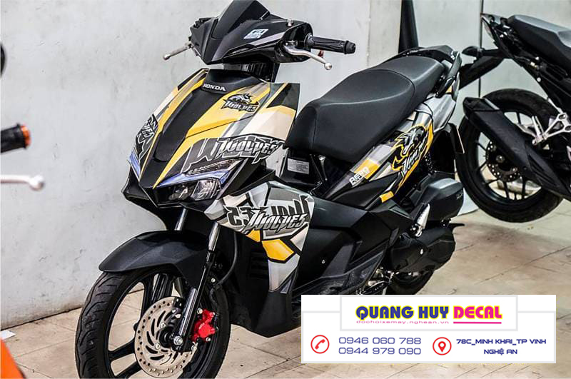 Tem trùm Air Blade vàng xám - Độ dán team trùm decal xe máy Air Blade vàng xám - Team trùm decal xe máy Air Blade rẻ đẹp và chất