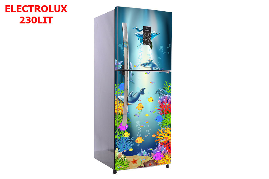 [HCM]Decal dán trang trí tủ lạnh - Đàn cá mẫu 2 - Chất liệu cao cấp - Có sẵn keo dán