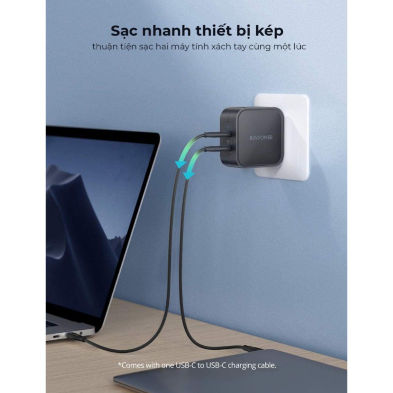 Củ sạc nhanh 90w RP- CPCN001 RAVPower - 2 cổng type C