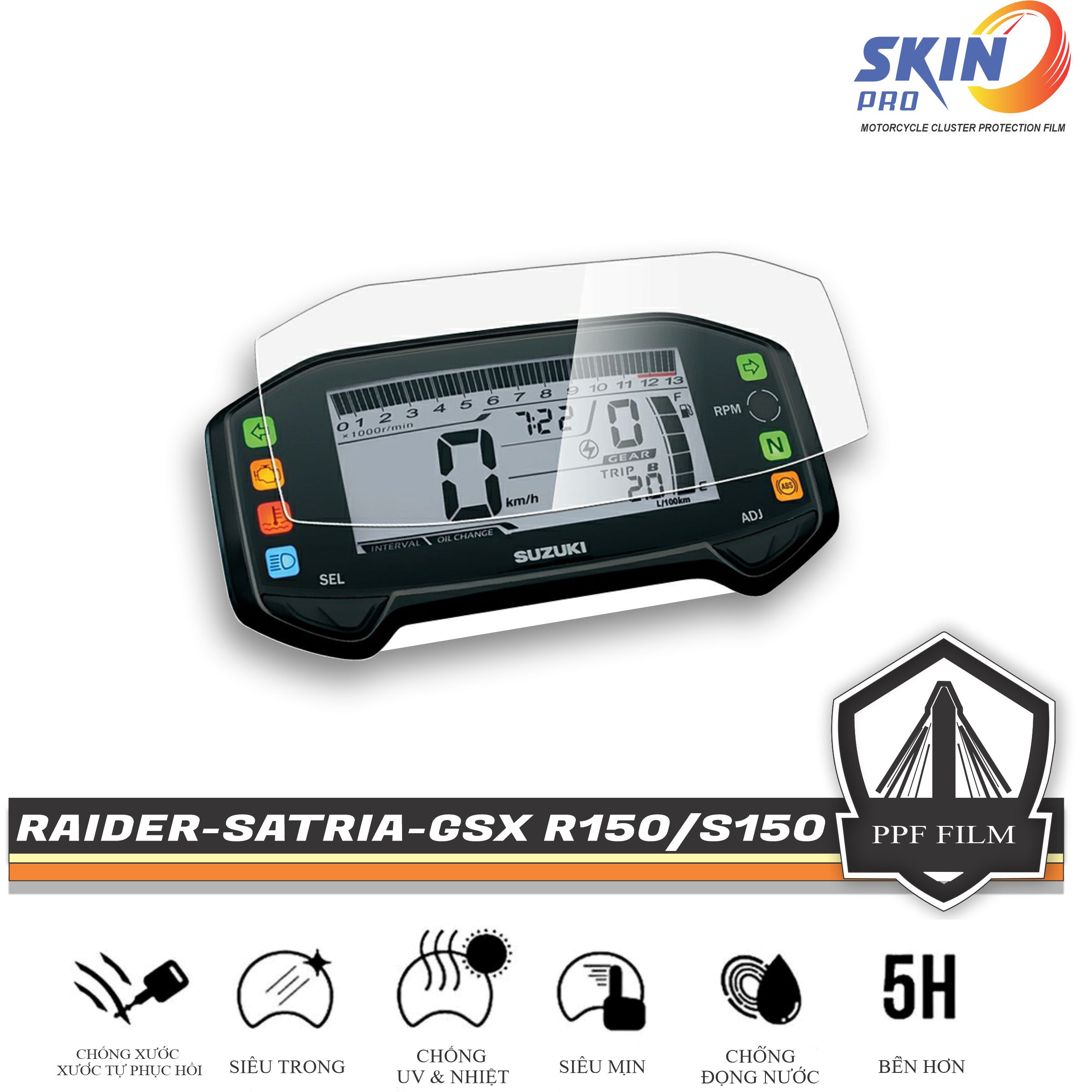 RAIDER SATRIA GSX 150 Miếng dán PPF bảo vệ và làm mới mặt đồng hồ RAIDER SATRIA GSX 150 - PPF CAO CẤP - TỰ PHỤC HỒI XƯỚC