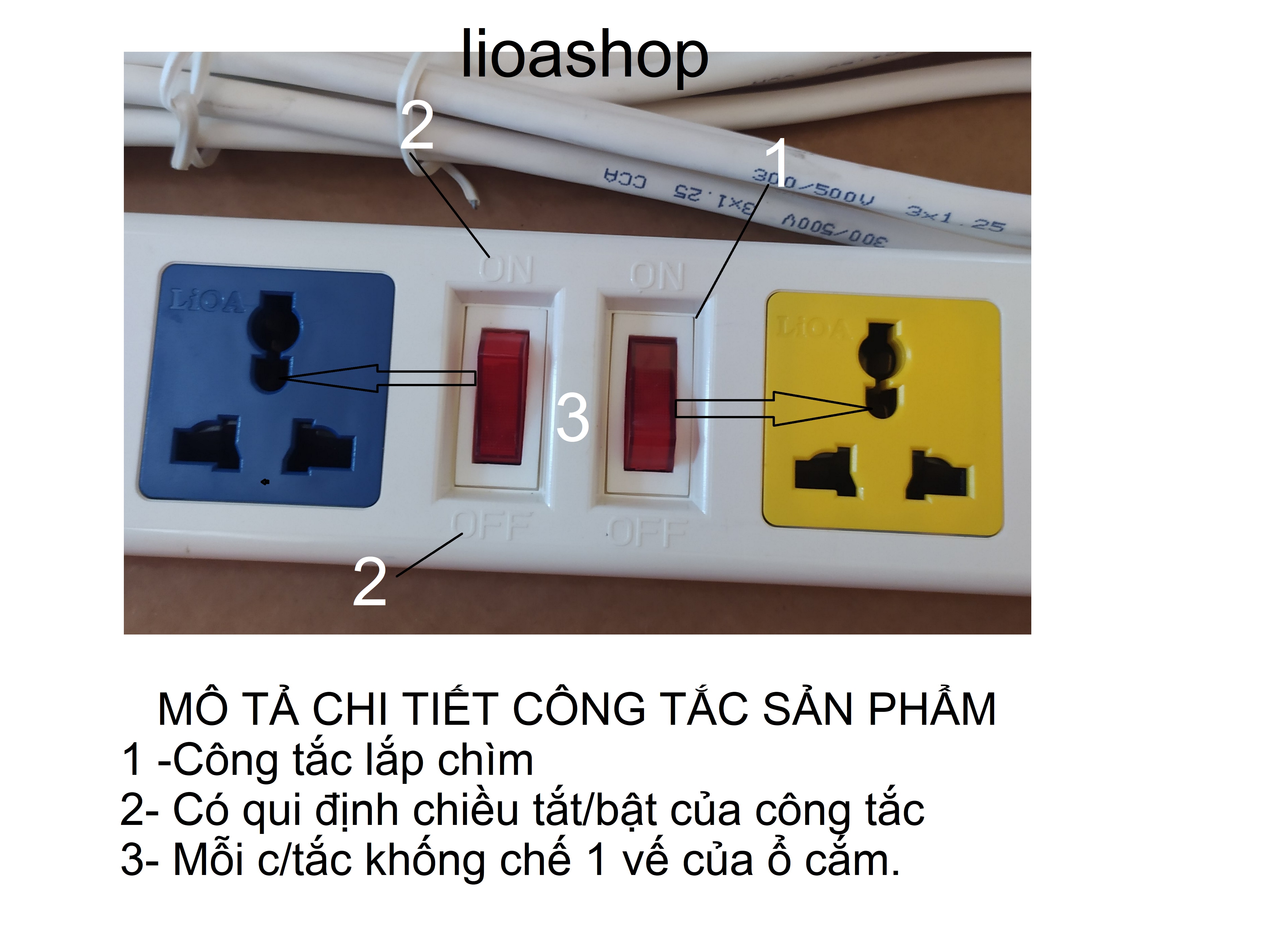 Ổ CẮM ĐIỆN LiOA  6 ĐA NĂNG CÓ DÂY TIẾP ĐẤT.